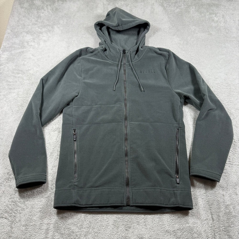NOBULL Hoodie Womens Medium Gray Full Zip Fleece Lined Athletic Jacket